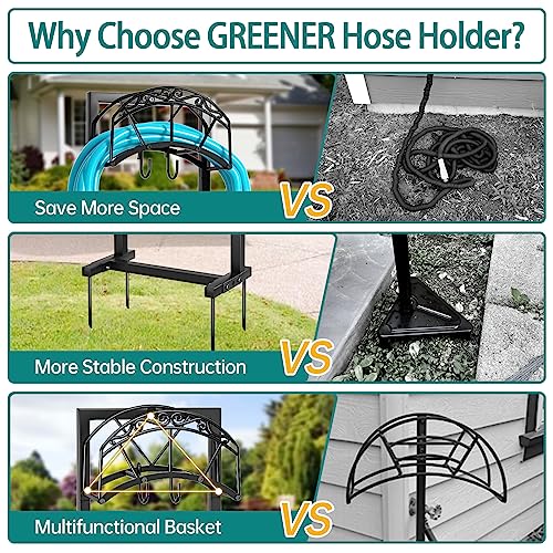 Black Freestanding Metal Hose Holder Holds 150-feet Hose E92600