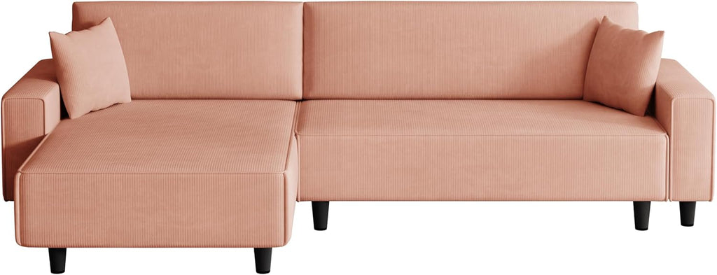 Orange Corduroy Sofa Bed with 2 Pillows N32157
