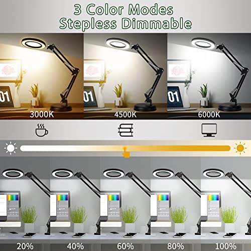 10X Magnifying Desk Lamp with Clamp, White I285