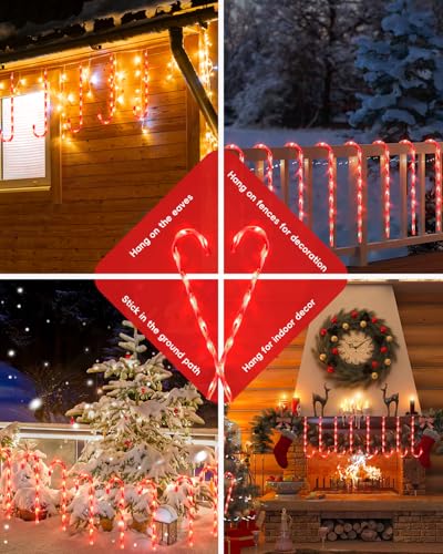 24 Pack Solar Christmas Candy Cane Lights with 168 Warm Lights L53098