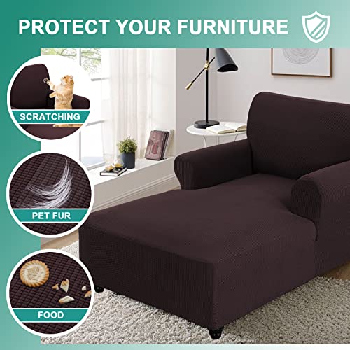 D-Copper Green Stretch Jacquard Chaise Lounge Slipcover X329761