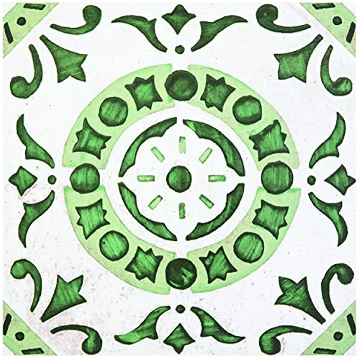 Green Medallion 20 Sq Ft Self Adhesive Vinyl Floor Tile C908756
