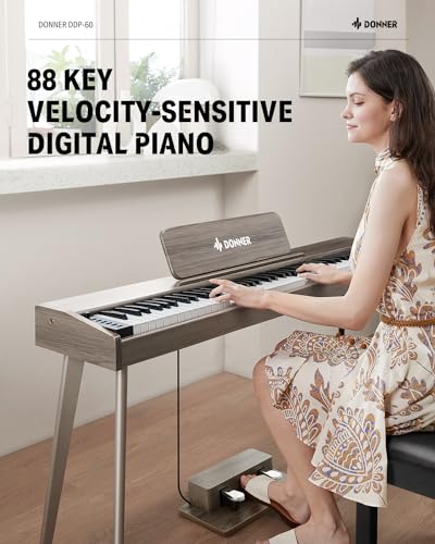 Black 88 Key Digital Piano with Graded Hammer Weighted Keyboard P908073