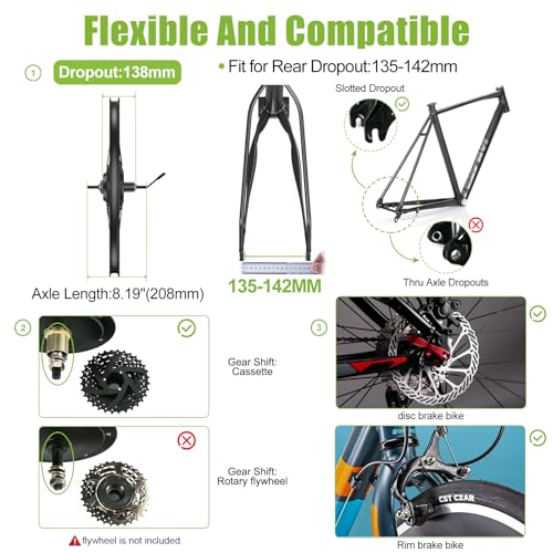48V 500W 750W Rear Hub Motor Electric Bike Conversion Kit X4095