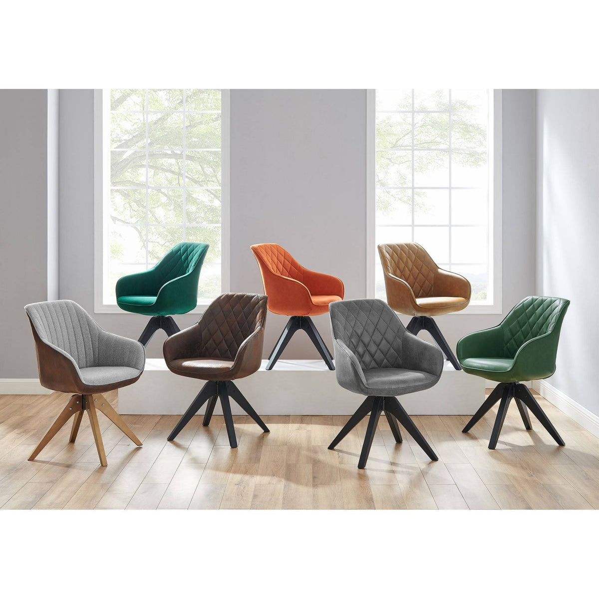 Swivel Office Accent Arm Chair with Wood Legs Y4681