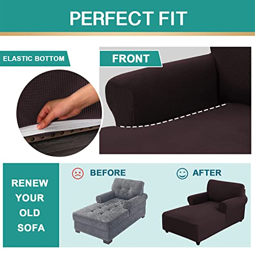 D-Copper Green Stretch Jacquard Chaise Lounge Slipcover X329761