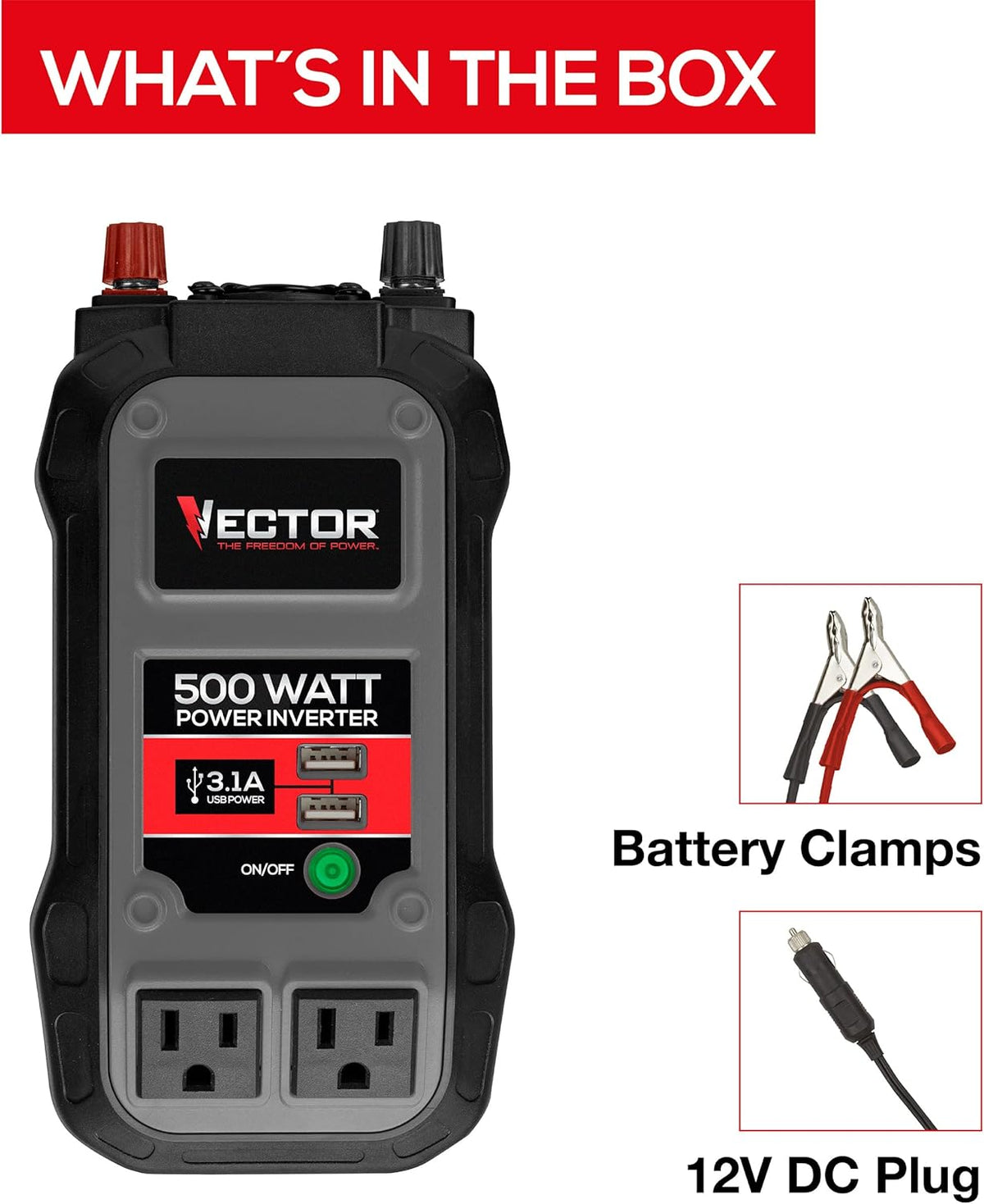 500 Watt Power Inverter with Dual USB Charging Ports T905057