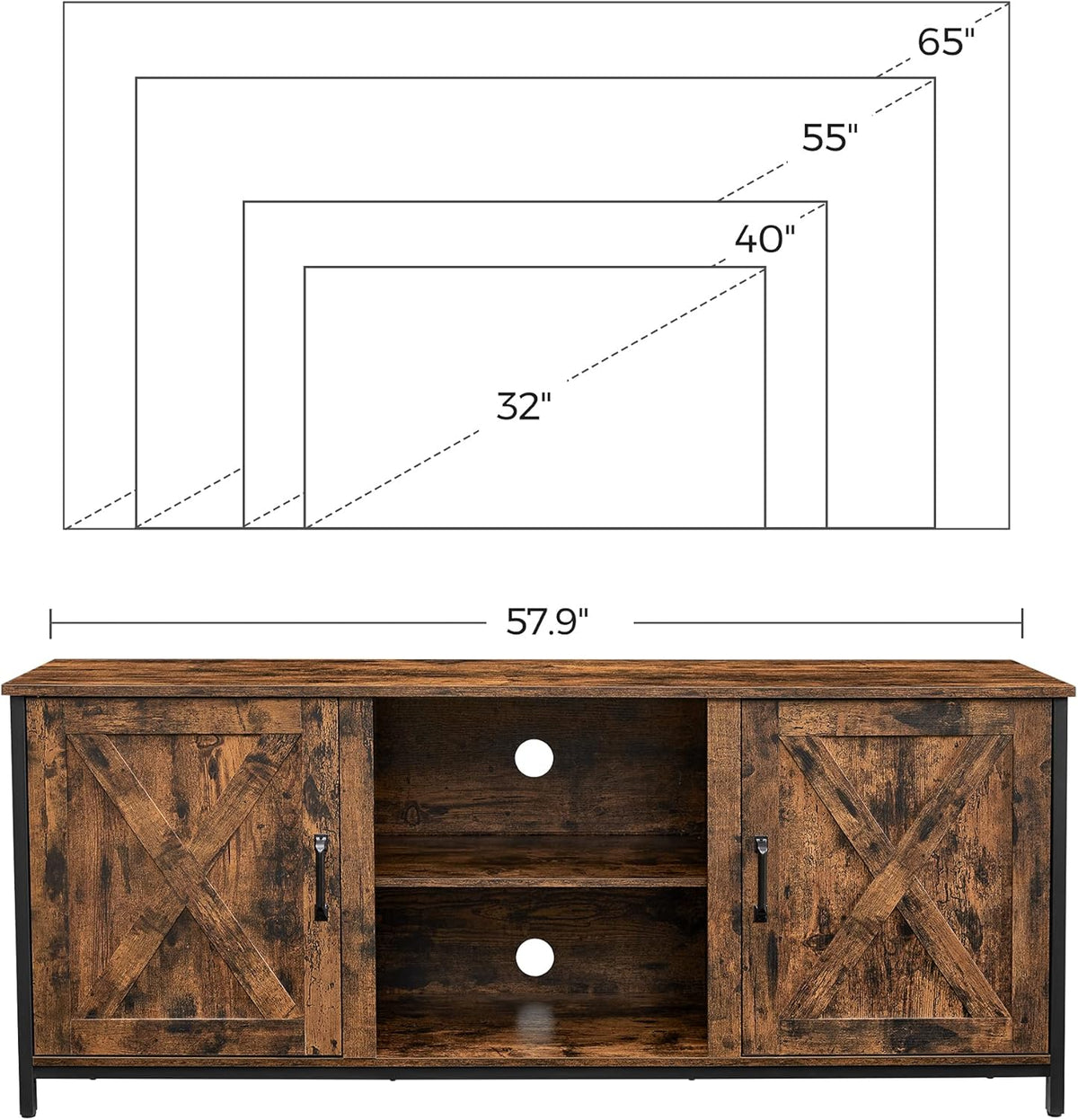 Farmhouse TV Cabinet with Adjustable Shelves I35988