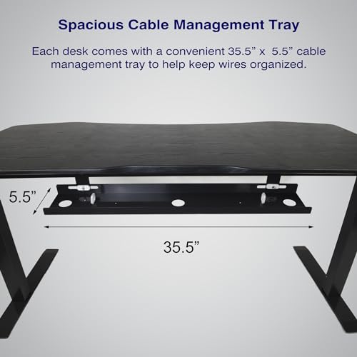 71" x 33" Electric Height Adjustable Stand up Desk with Curved Grey Top and Black Frame H50374