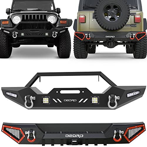 Front Bumper with Winch Plate Mounting & LED Lights & D-Rings M2739
