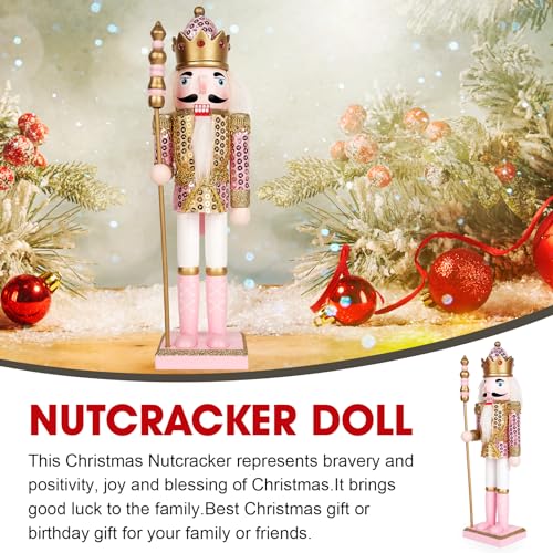 Pink Wooden Nutcracker Figure, 12” V101