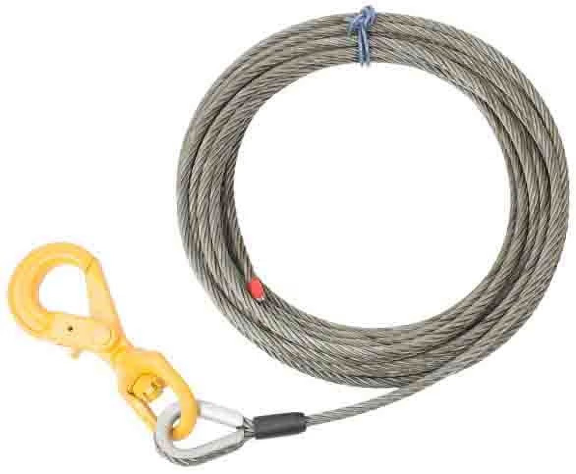 3/8" x 50' Wire Rope Winch Cable with Swivel Hook W5551