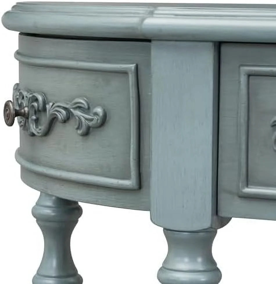 Retro Curved Console Table with 2 Top Drawers and Solid Wooden Frame Y831330