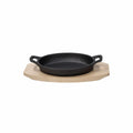 Cast Iron Oval Skillet with Beech Trivet S5414