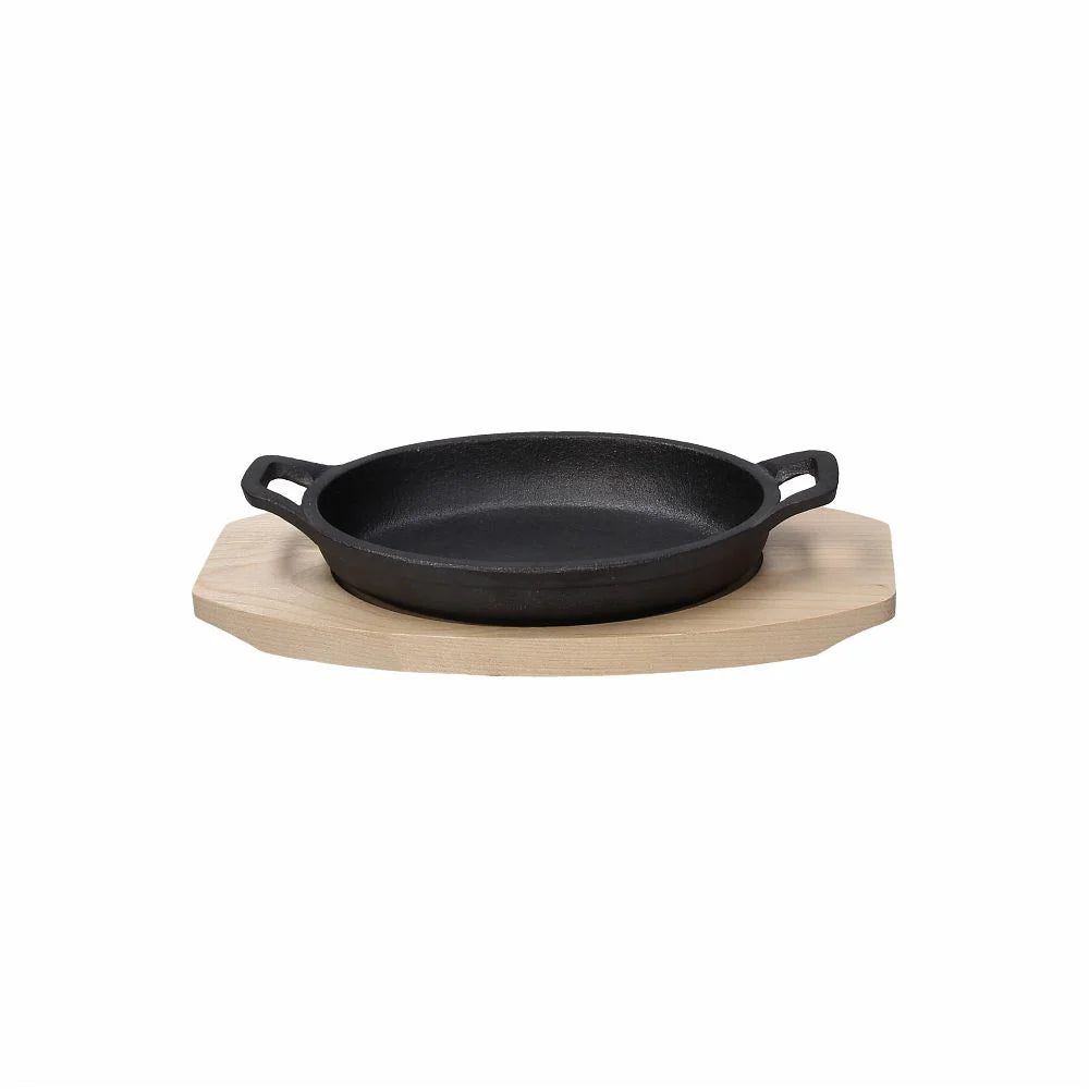 Cast Iron Oval Skillet with Beech Trivet S5414