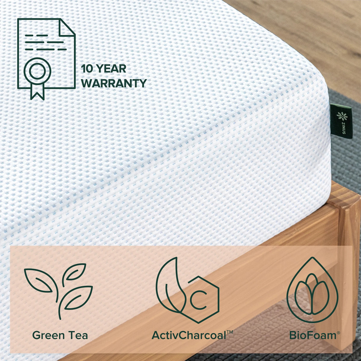 12 Green Tea Cooling Gel Memory Foam Mattress E321099