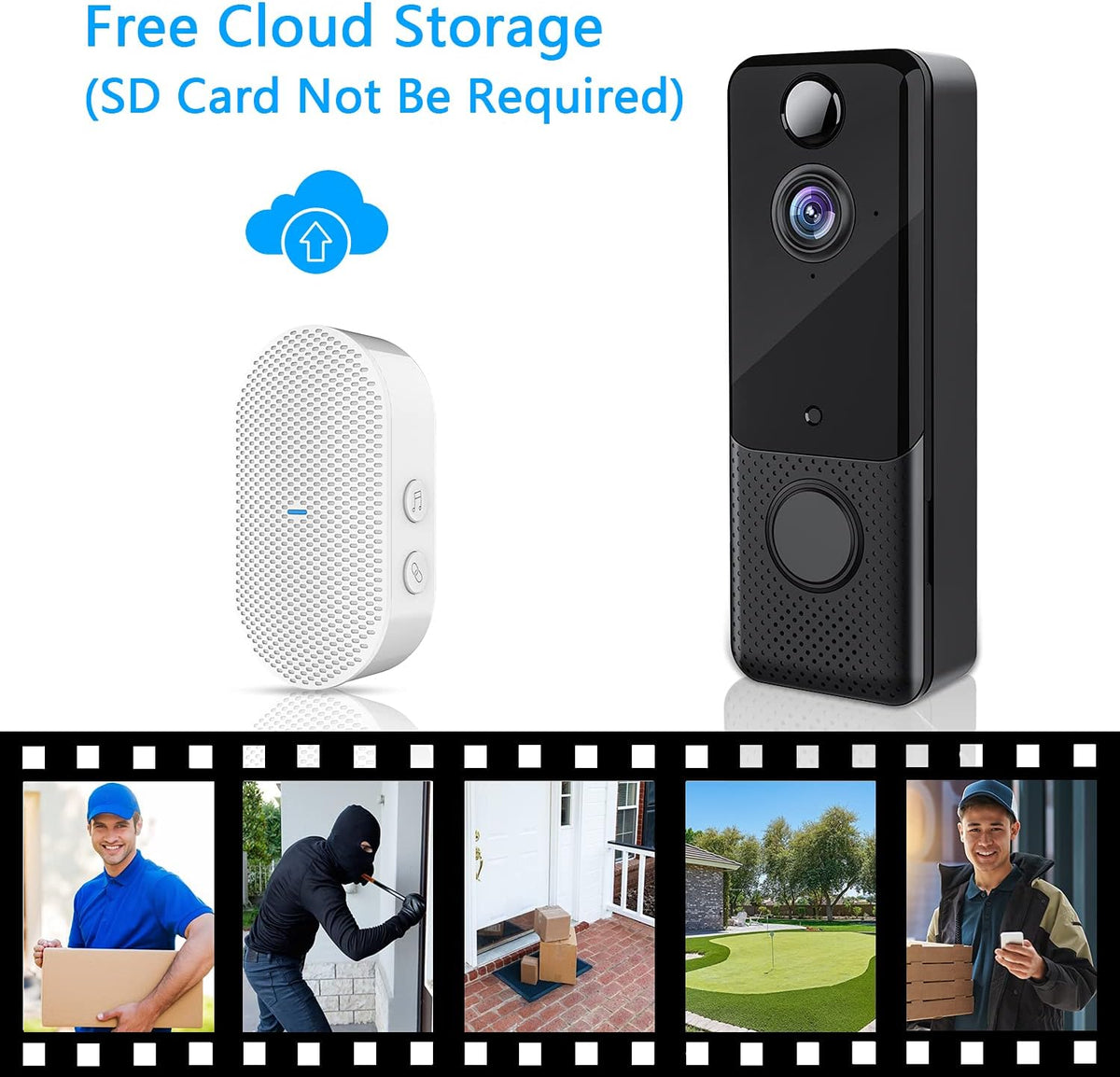 Video Doorbell Camera 1080P Wireless Door Bell with Chime T4020