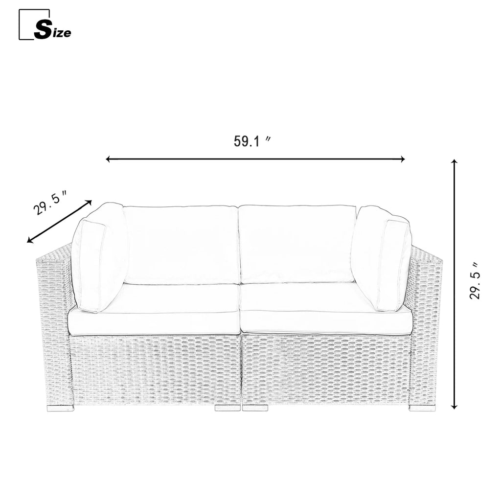 Blue 2-Piece PE Rattan Outdoor Corner Sofa Set W358