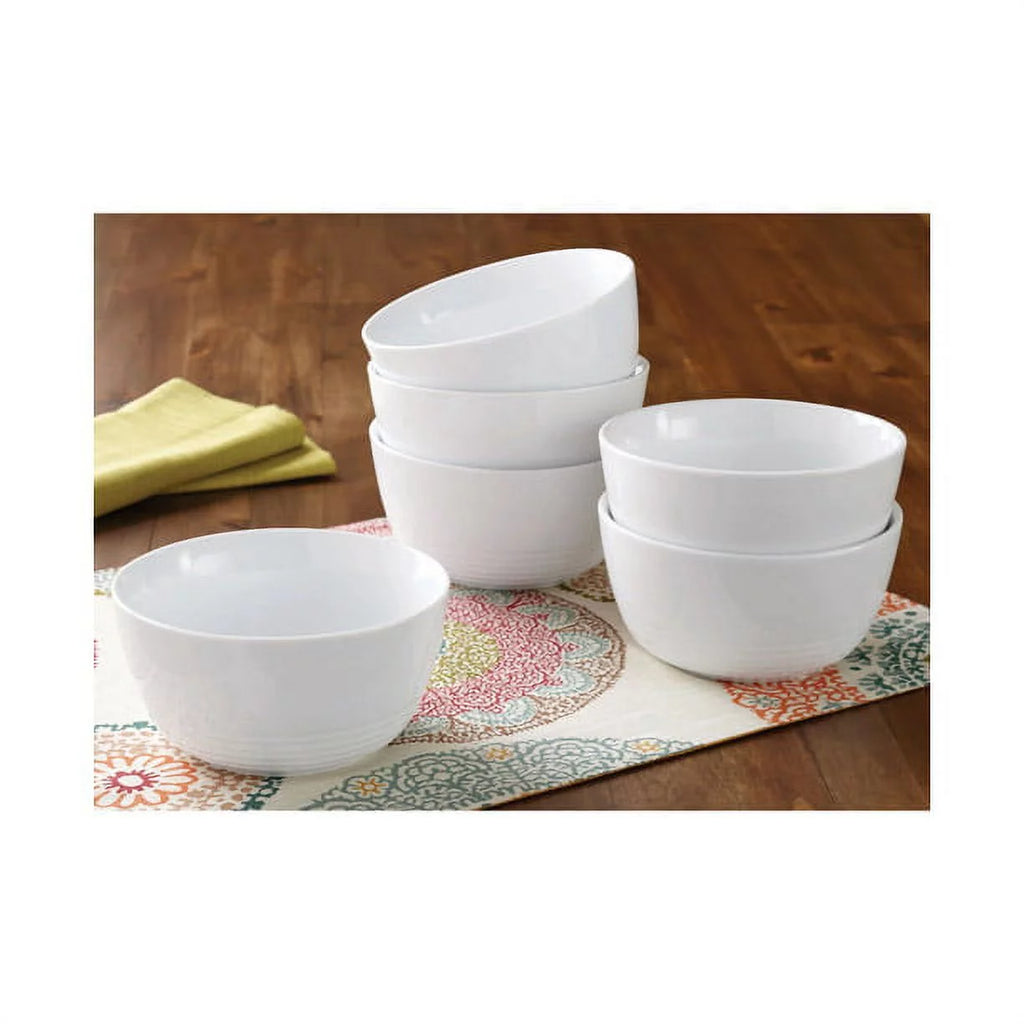 White Round Ribbed Porcelain Bowls Set of 12 T3738