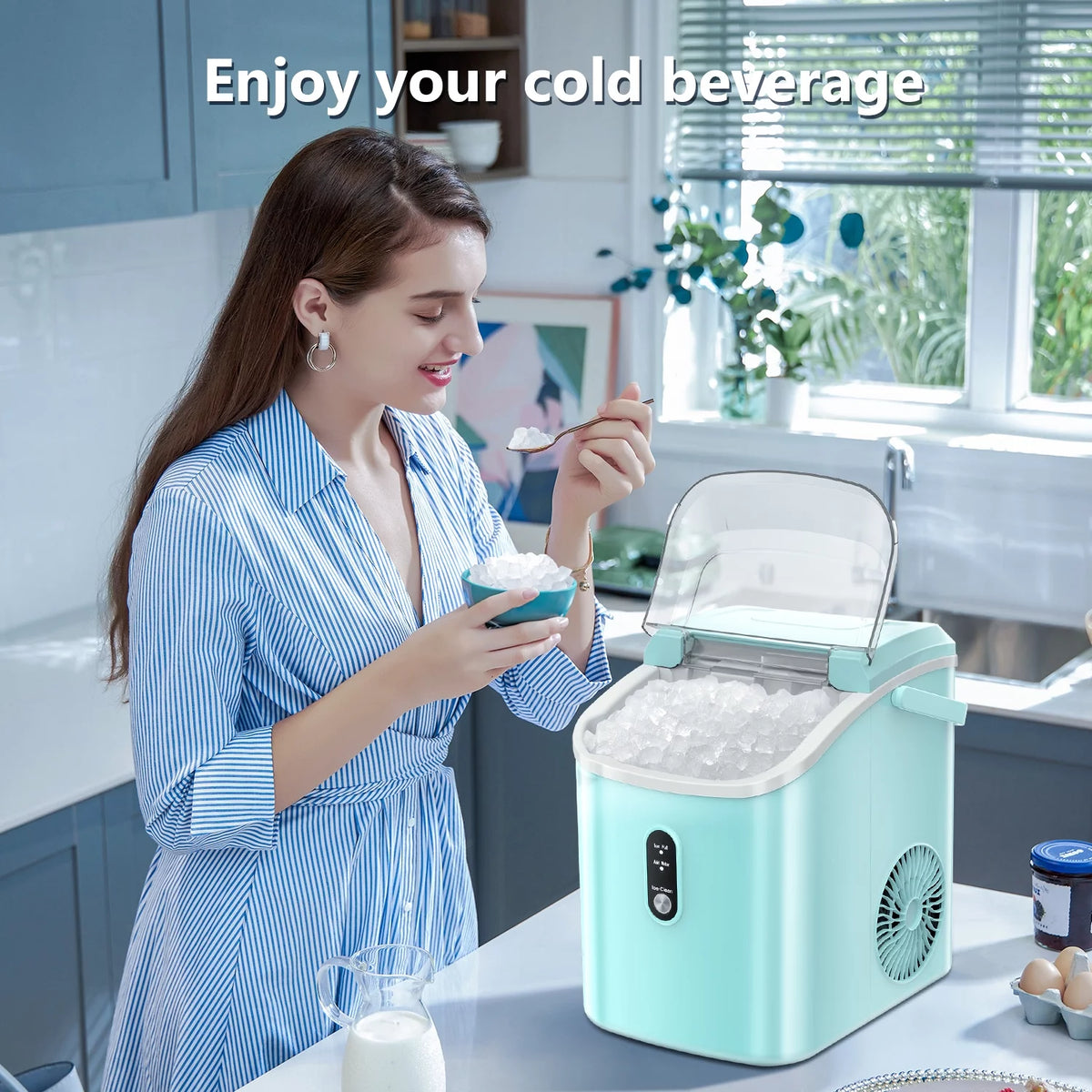 Portable Nugget Ice Maker with Self-Cleaning Function R52489