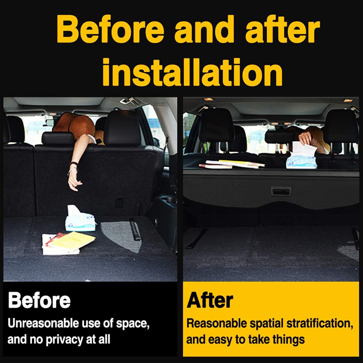 Retractable Rear Trunk Security Shield Black C696