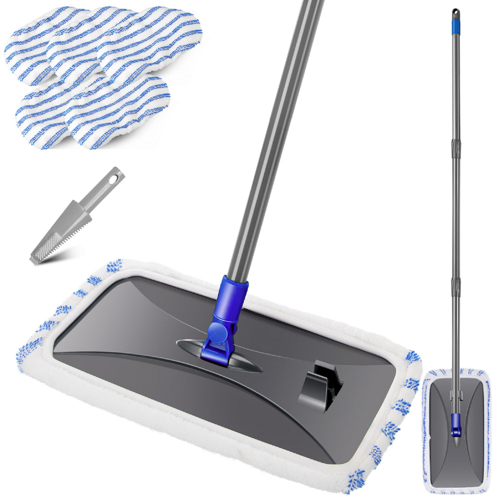 White Flat Mop with 5 Washable Mop Pads L6210