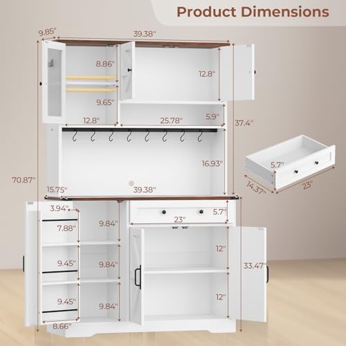 Black Kitchen Pantry Cabinet with Drawer and Doors G25566