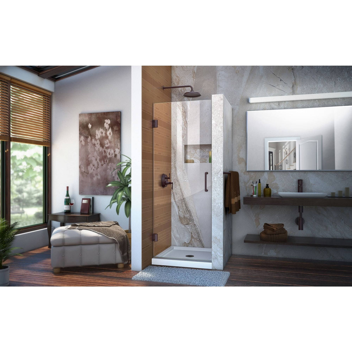 Frameless Hinged Shower Door Satin Black U428