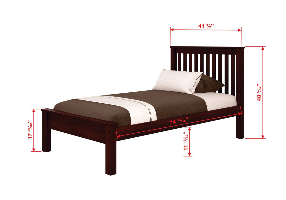 Twin Bed with Under Bed Drawers Dark Cappuccino W652779