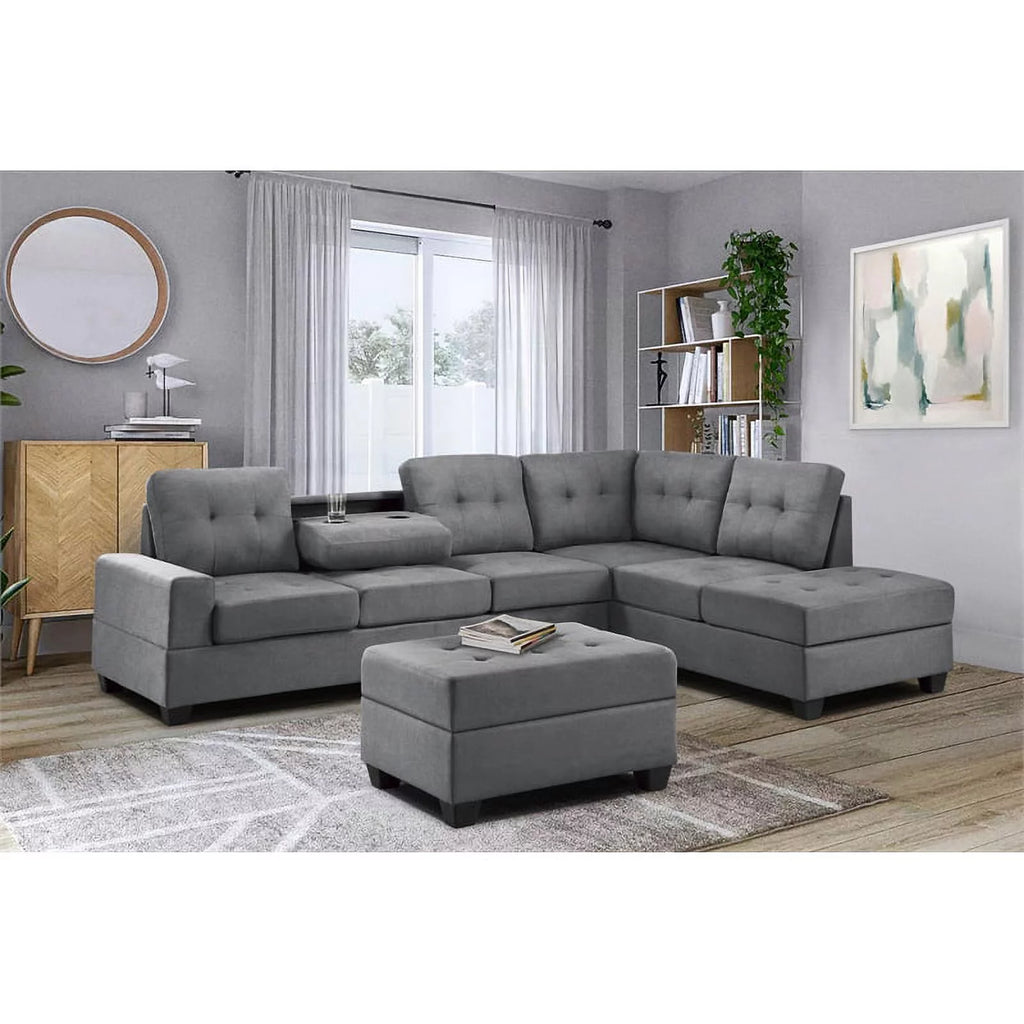 Dark Gray Microfiber Sectional Sofa R45414