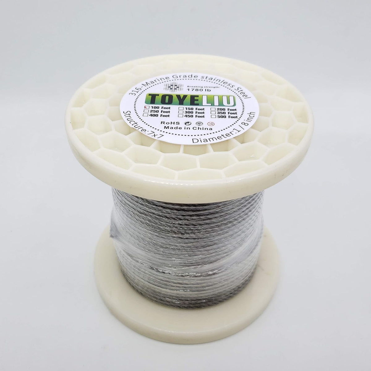T316-Stainless Steel Aircraft Wire Rope for Cable Deck Railing Kit, Marine Grade (100ft) G94232