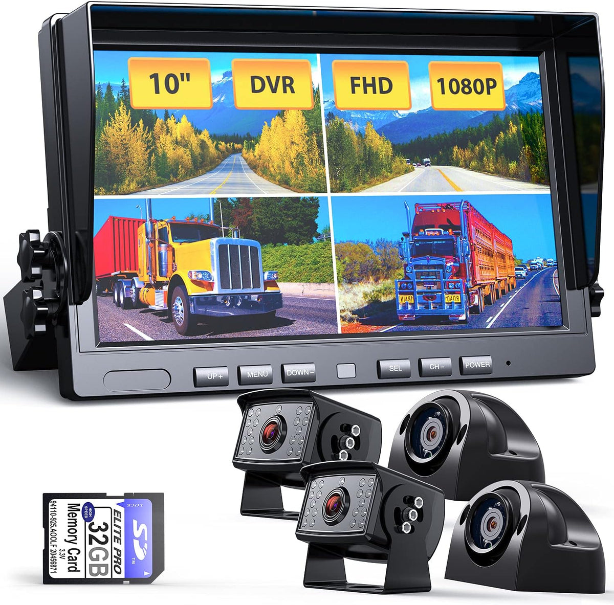 10" Wired 1080P Backup Camera Monitor System Kit with DVR Recording Function H75720
