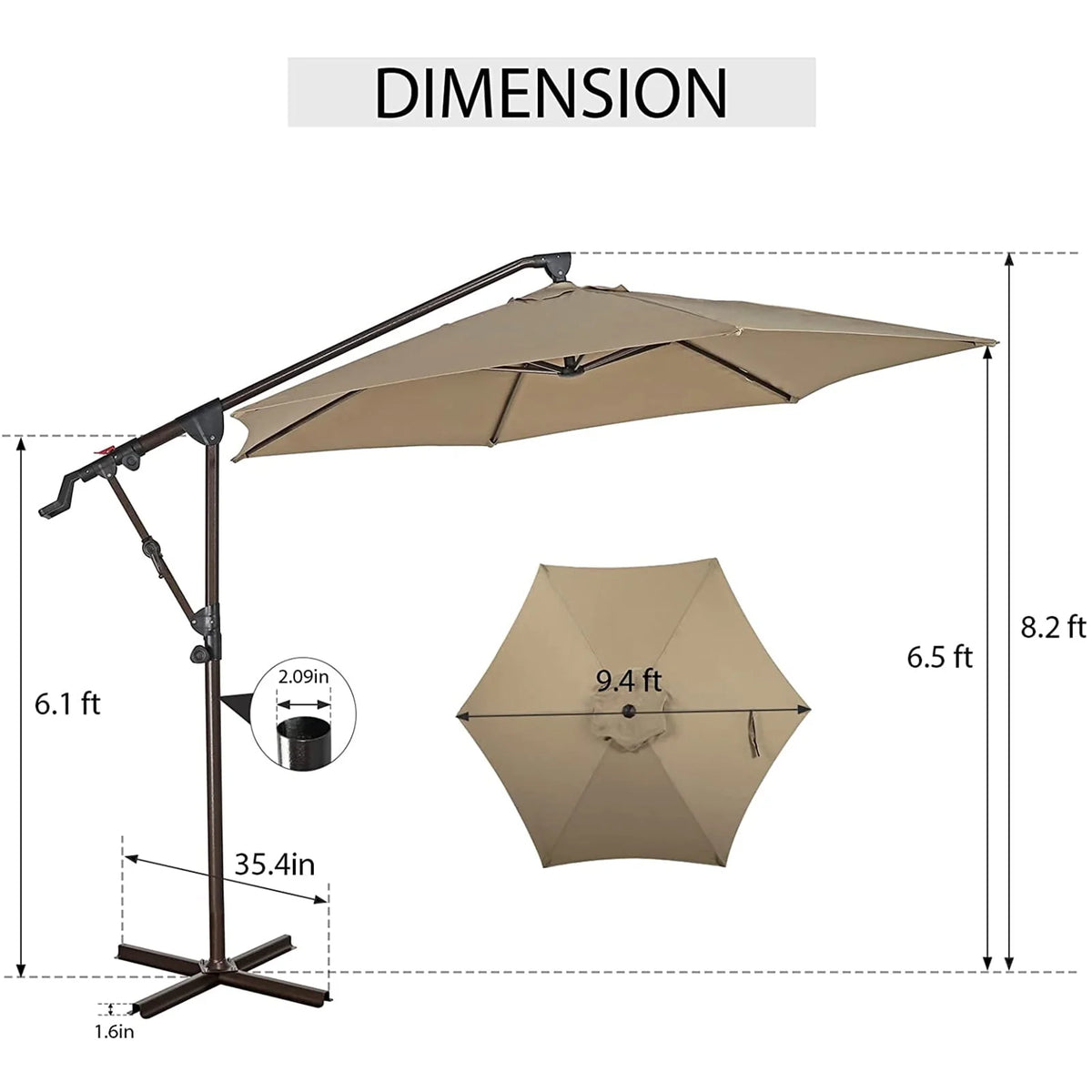 10ft Offset Hanging Patio Umbrella with Aluminum Stand Y207
