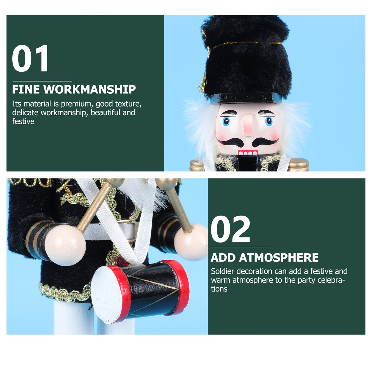 Wooden Nutcracker Soldier Doll Xmas Decor W954985