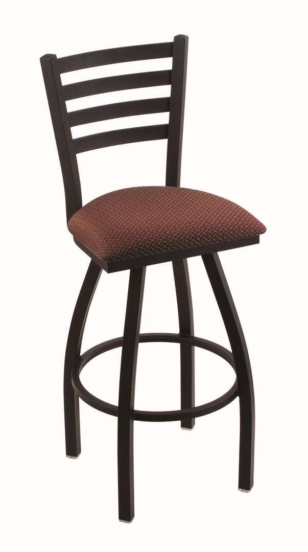 Black Wrinkle Swivel Stool with Paprika Seat R55979