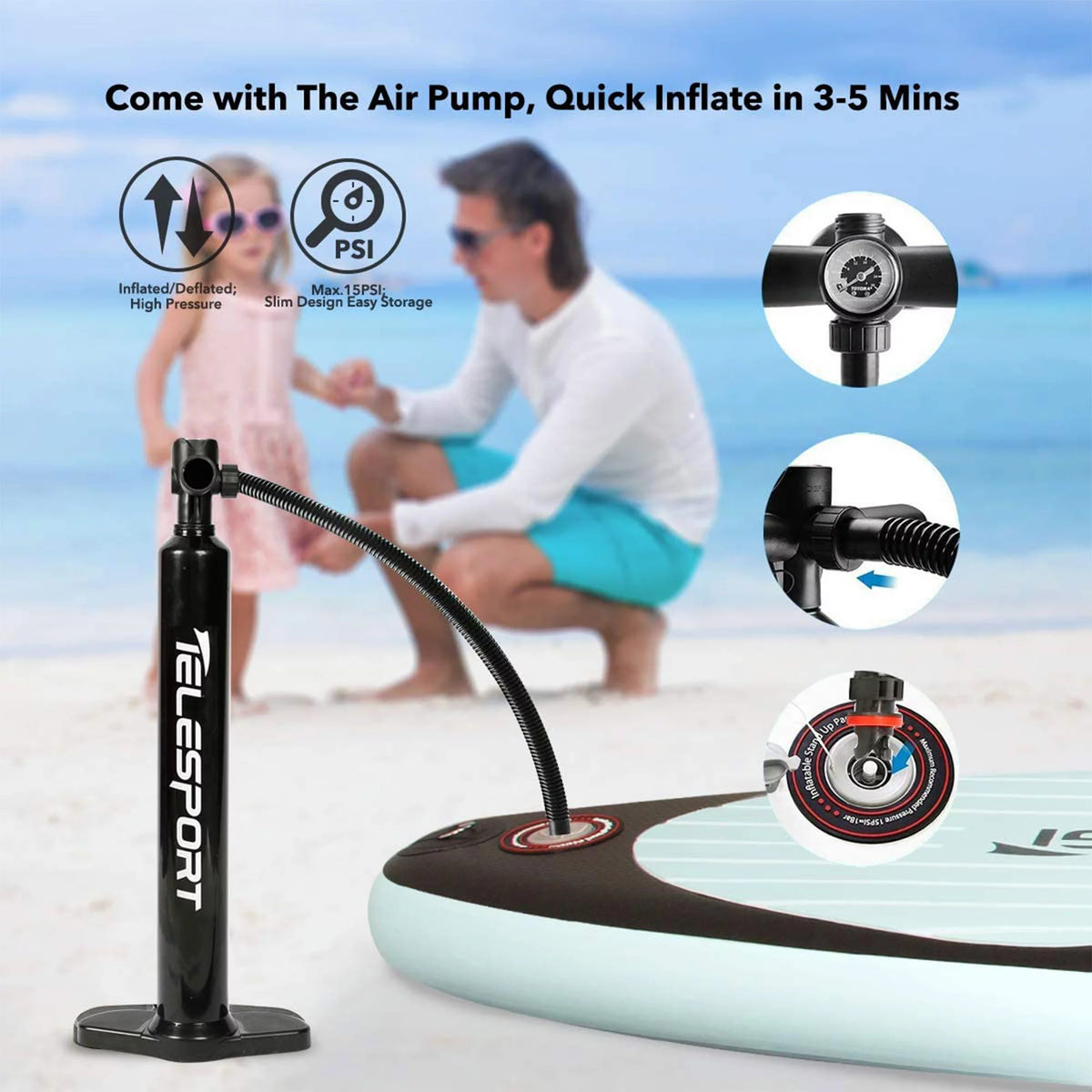 Inflatable Paddle Board with Accessories, Blue Y9496