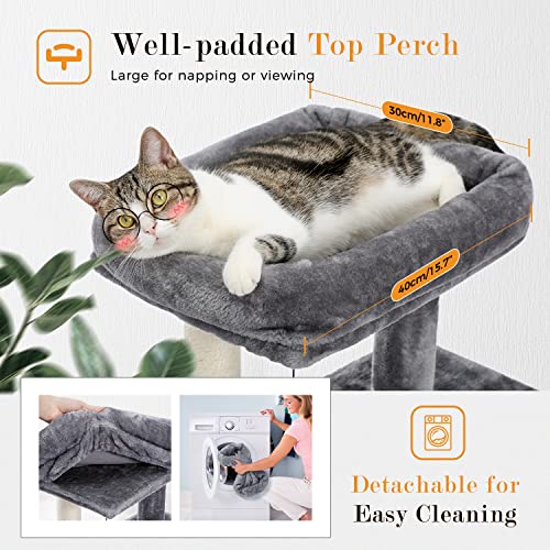 30 Inches Cat Tree with Dual Condos and Scratching Posts U7666
