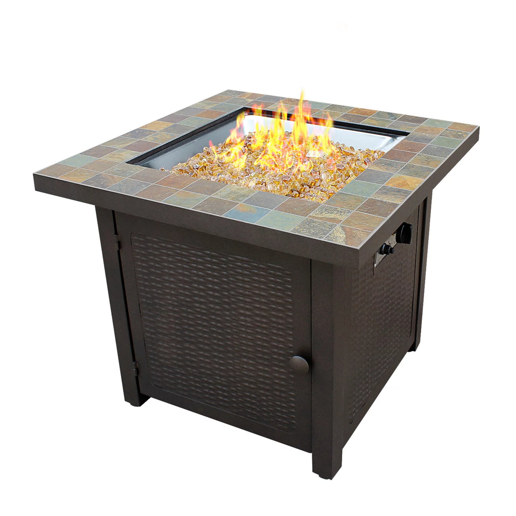 30 Inch Square Slate Tile Top Propane Fire Pit M909