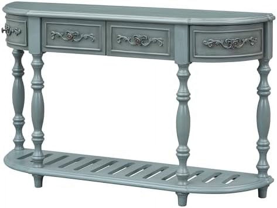 Retro Curved Console Table with 2 Top Drawers and Solid Wooden Frame Y831330