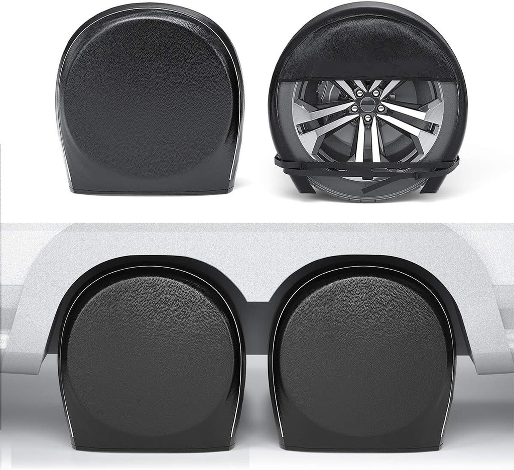 Waterproof Heavy Duty Vinyl RV Tire Covers Set of 4, Diameter 32" - 34.75", Black K5287