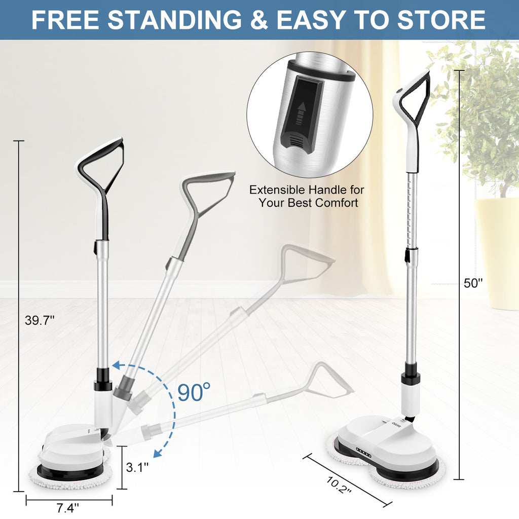 Cordless Electric Spin Mop with 300ml Water Tank and LED Headlight O88957
