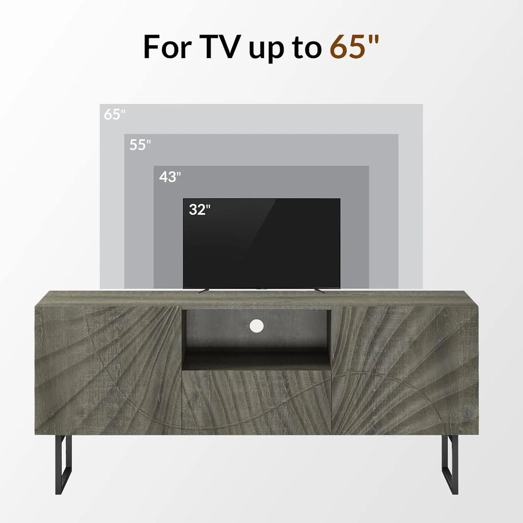 57" Wooden TV Stand with Metal Legs O274