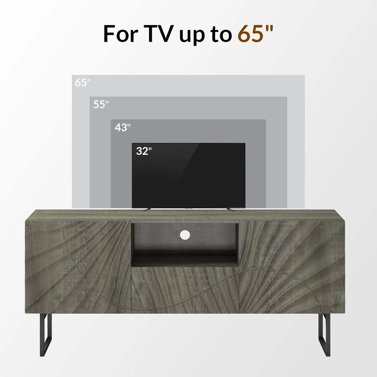 57" Wooden TV Stand with Metal Legs O274