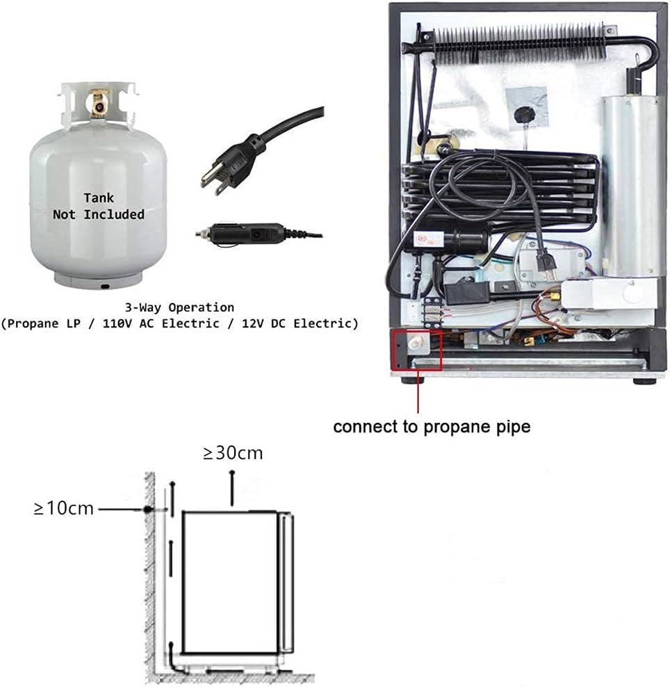 Black 3 Way Propane Refrigerator 2.1 Cu.Ft A11707