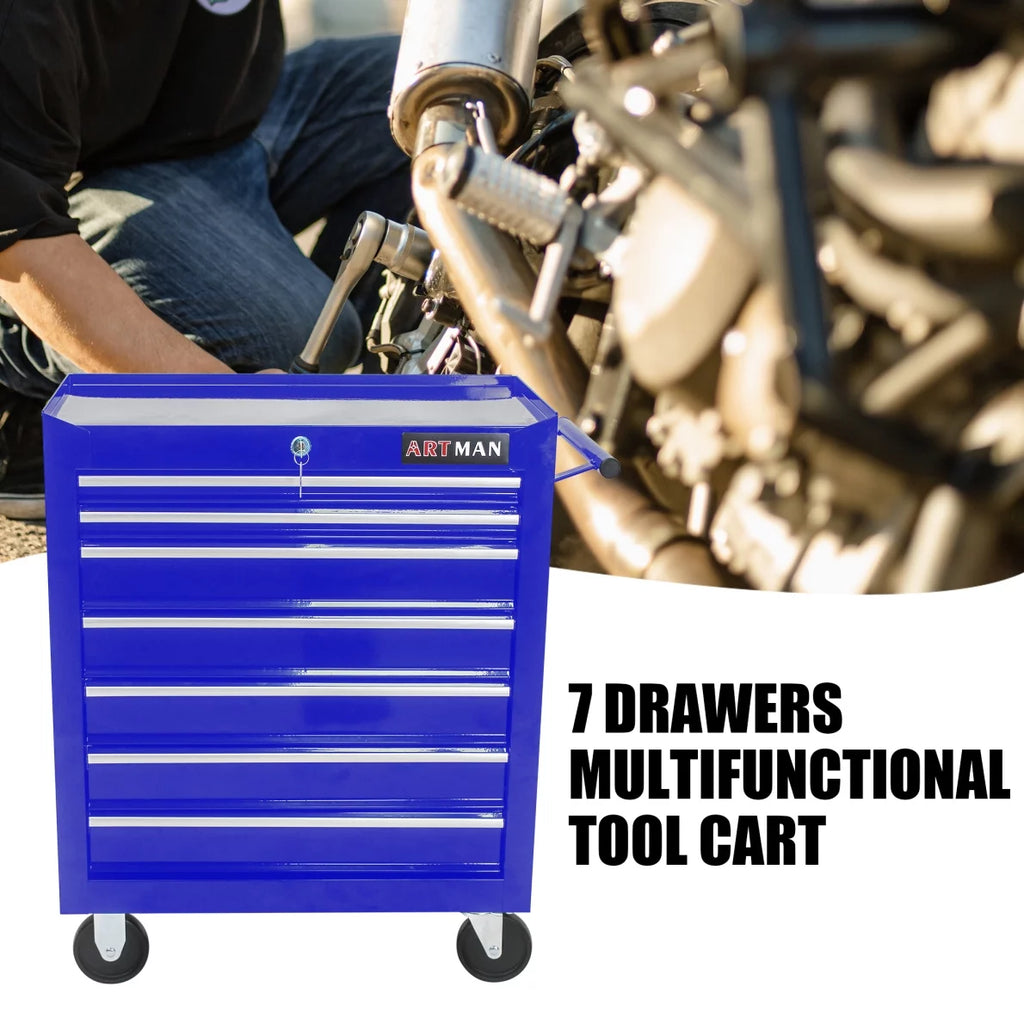 Blue 7 Drawer Rolling Tool Chest with Lock R65906