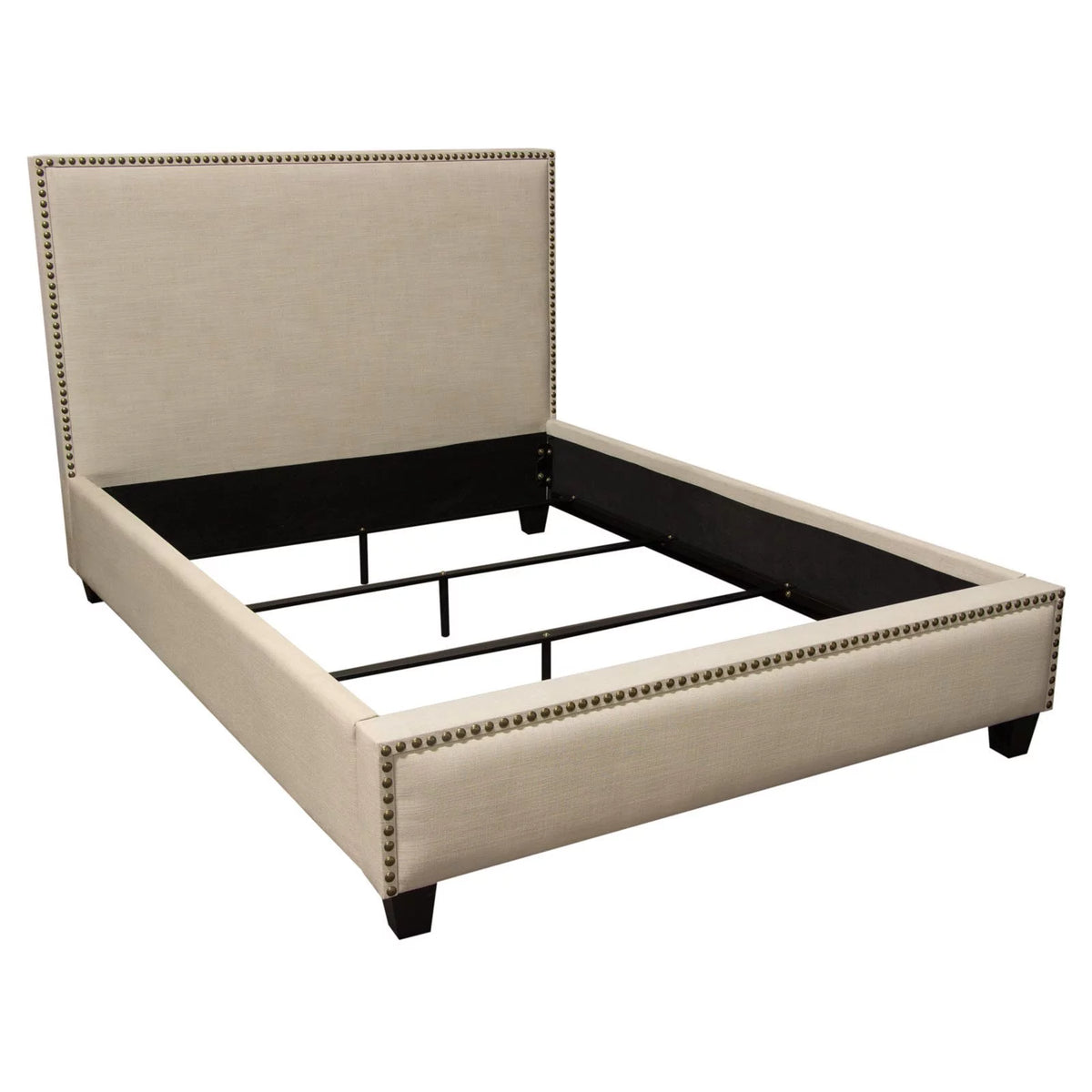 Desert Sand Linen Bed Frame with Nail Head Accent R763699