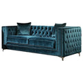 Dark Teal Velvet Tufted Loveseat Y4991