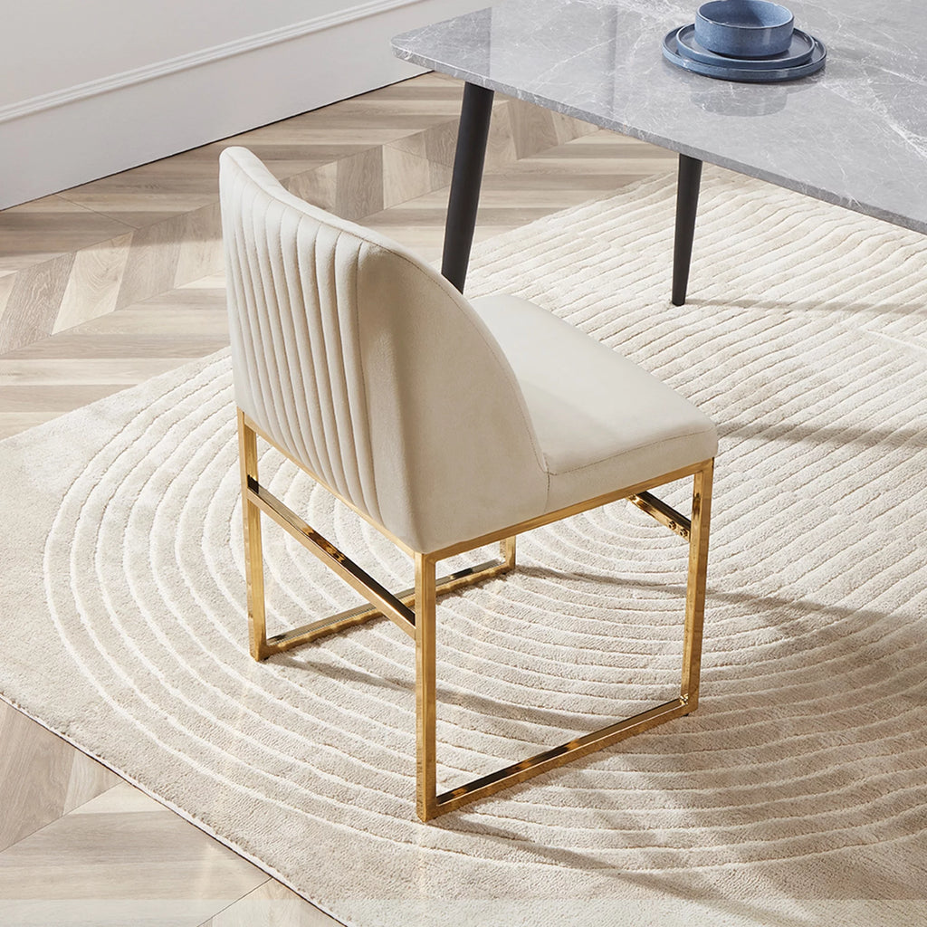 Set of 2 Upholstered Velvet Dining Chairs with Gold Metal Base J844732