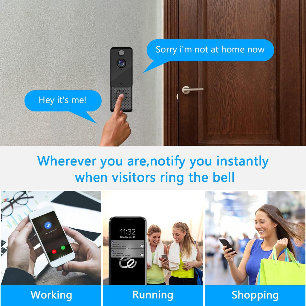 Video Doorbell Camera 1080P Wireless Door Bell with Chime T4020