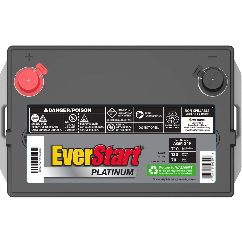 AGM Automotive Battery, Group Size 24F 12 Volt, 710 CCA R385254